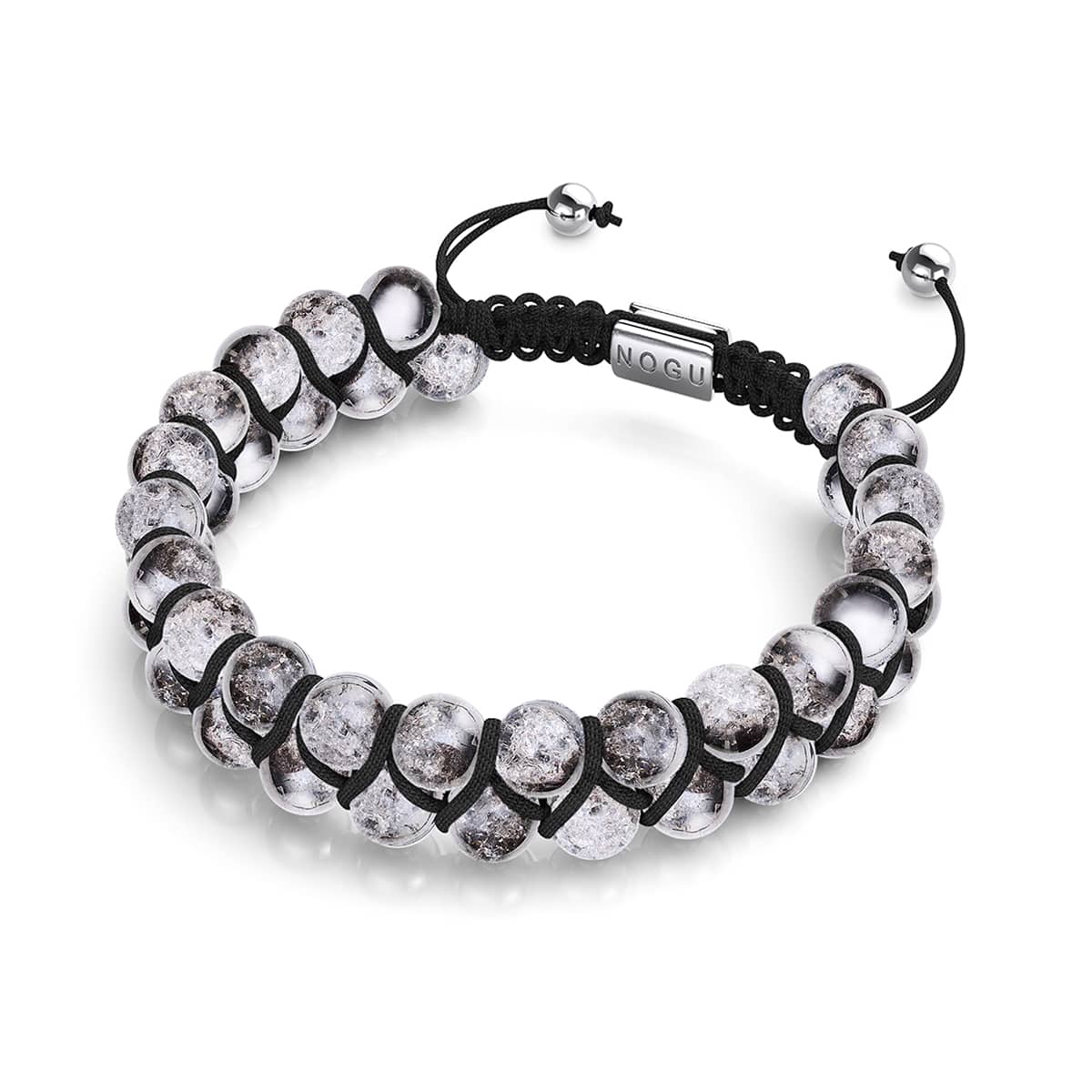 Silver Chrome x White Glitter Glass Double Bracelet – NOGU Canada