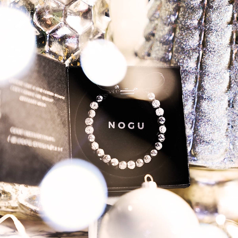 Silver Chrome x White | Glitter Glass Double Bracelet