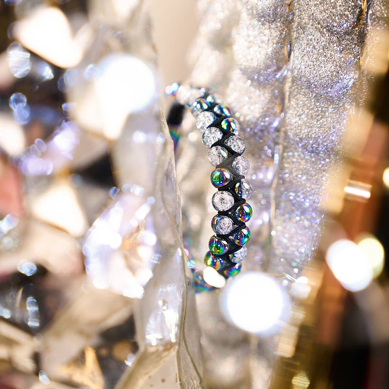 Licorne Chrome x Guimauve | Bracelet Double Verre Pailleté