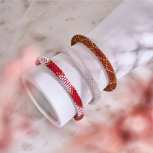 Caramel Brûlé | Bracelet de perles de verre de l'Himalaya
