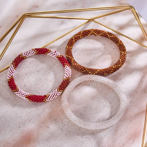 Caramel Brûlé | Bracelet de perles de verre de l'Himalaya
