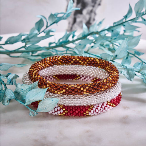 Caramel Brûlé | Bracelet de perles de verre de l'Himalaya