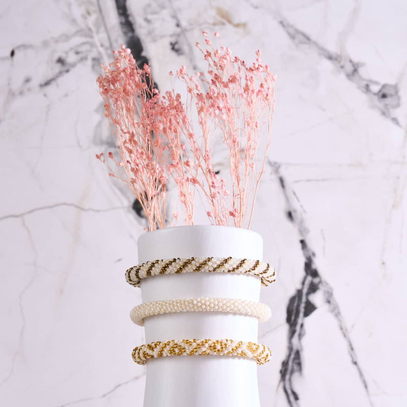 Noix de pécan au beurre | Bracelet de perles de verre de l'Himalaya