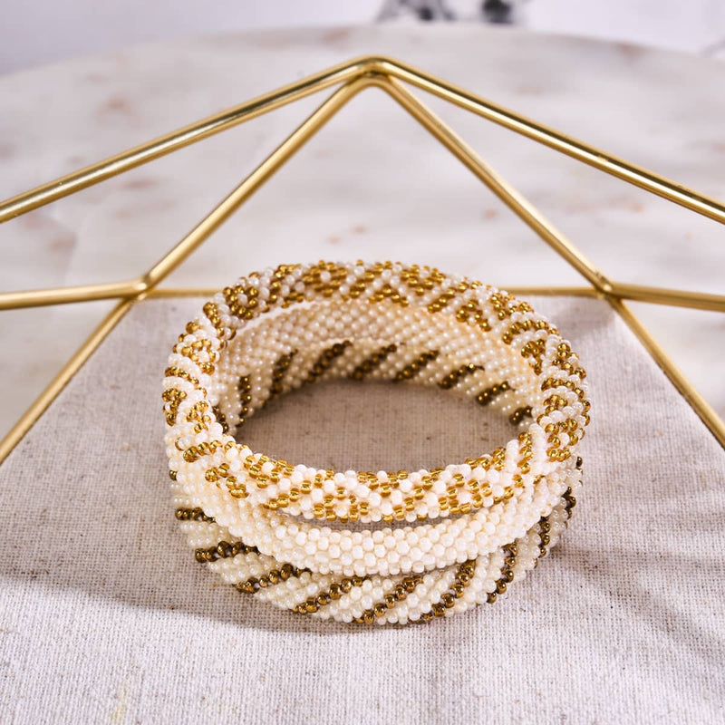 Noix de pécan au beurre | Bracelet de perles de verre de l'Himalaya