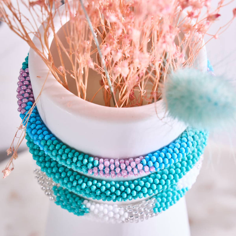 Céruléen | Bracelet de perles de verre de l'Himalaya