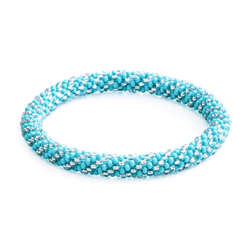 Bleu glacier | Bracelet de perles de verre de l'Himalaya