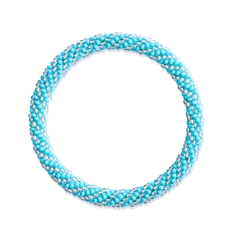 Bleu glacier | Bracelet de perles de verre de l'Himalaya