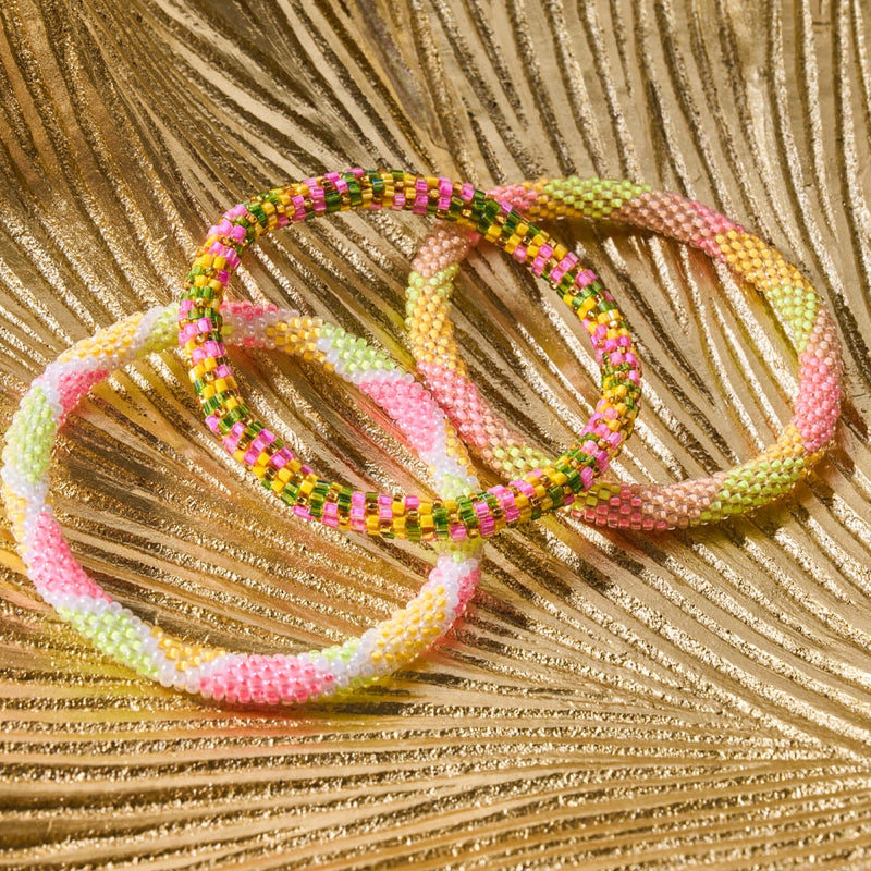 Délice de melon | Bracelet de perles de verre de l'Himalaya