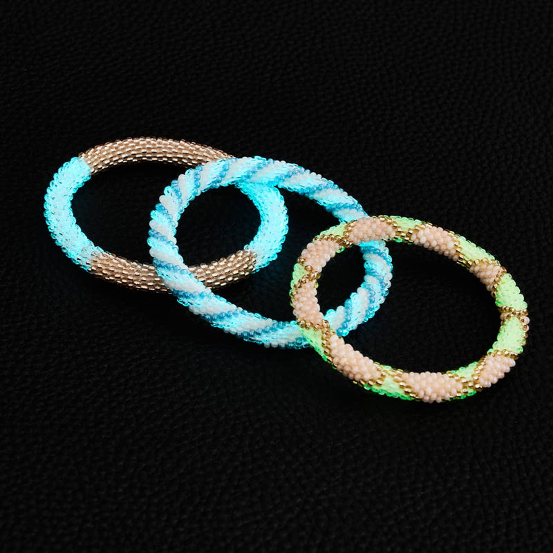 Citrouille au néon | Bracelet de perles de verre de l'Himalaya