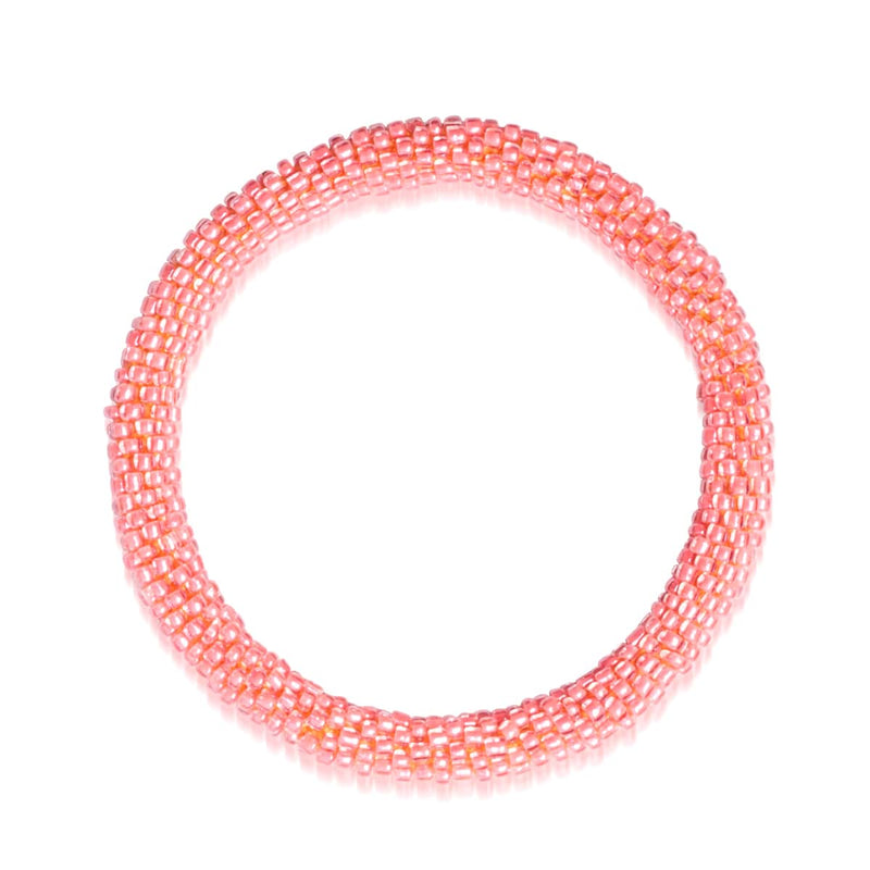 Corail pêche | Bracelet de perles de verre de l'Himalaya