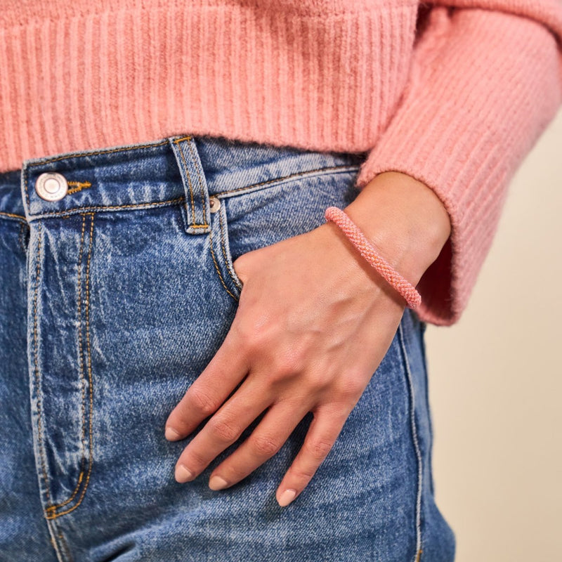 Corail pêche | Bracelet de perles de verre de l'Himalaya