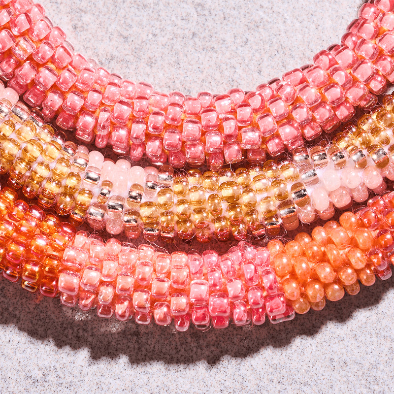 Corail pêche | Bracelet de perles de verre de l'Himalaya