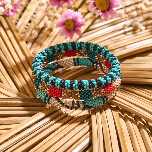 Crique Turquoise | Bracelet de perles de verre de l'Himalaya