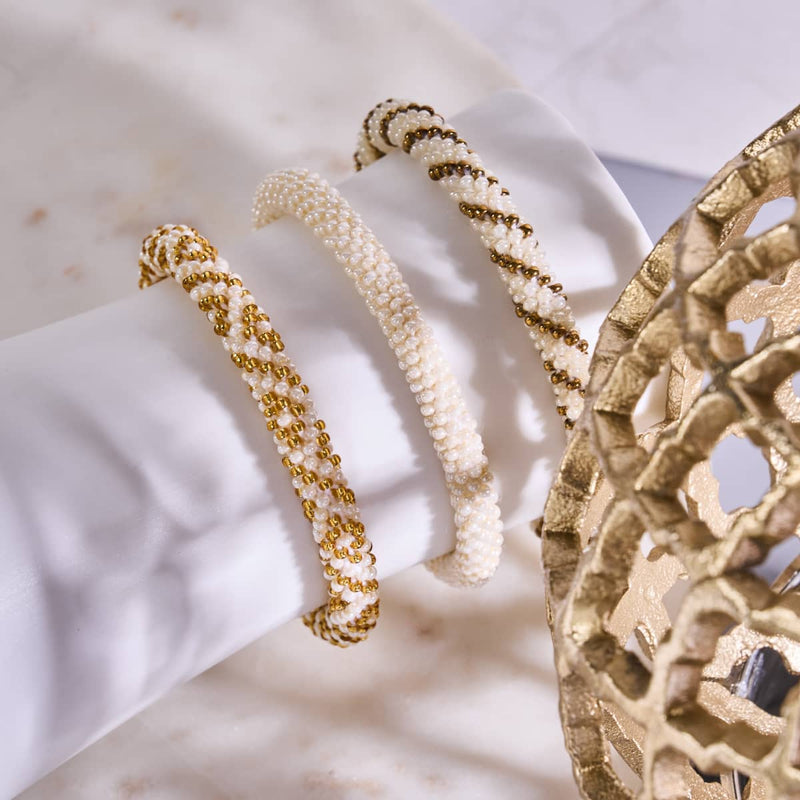 Châtaigne d'eau | Bracelet de perles de verre de l'Himalaya