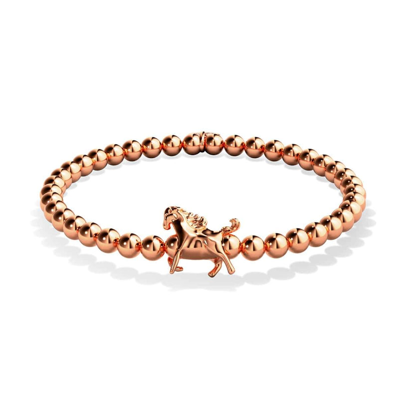 Équitation | Or rose 18 carats | Bracelet à breloques cheval