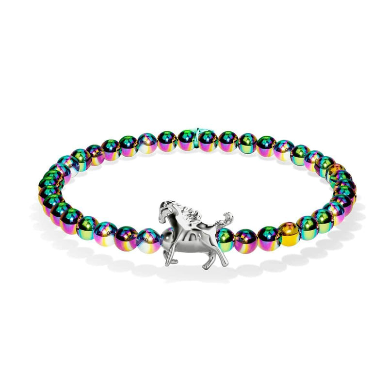 Équitation | Licorne Argent | Bracelet à breloques cheval