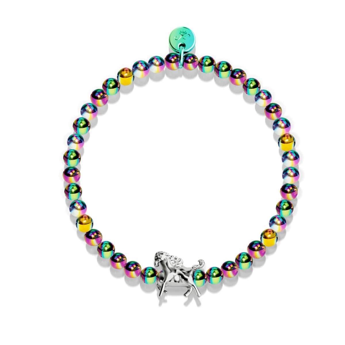 Équitation | Licorne Argent | Bracelet à breloques cheval