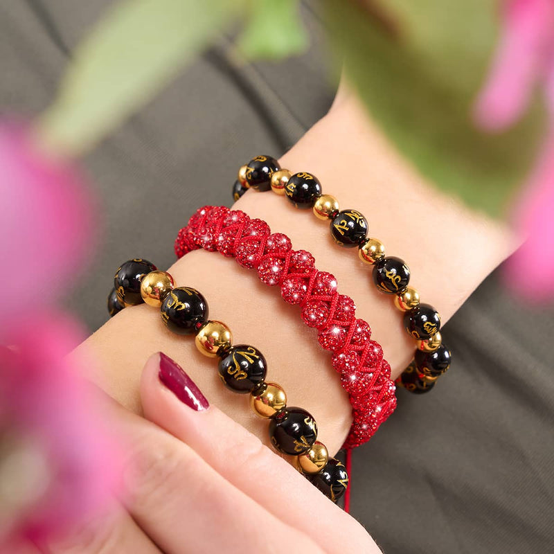Bracelet Vitalité Double Rubis Kikiballa Cristal x Fil Rouge