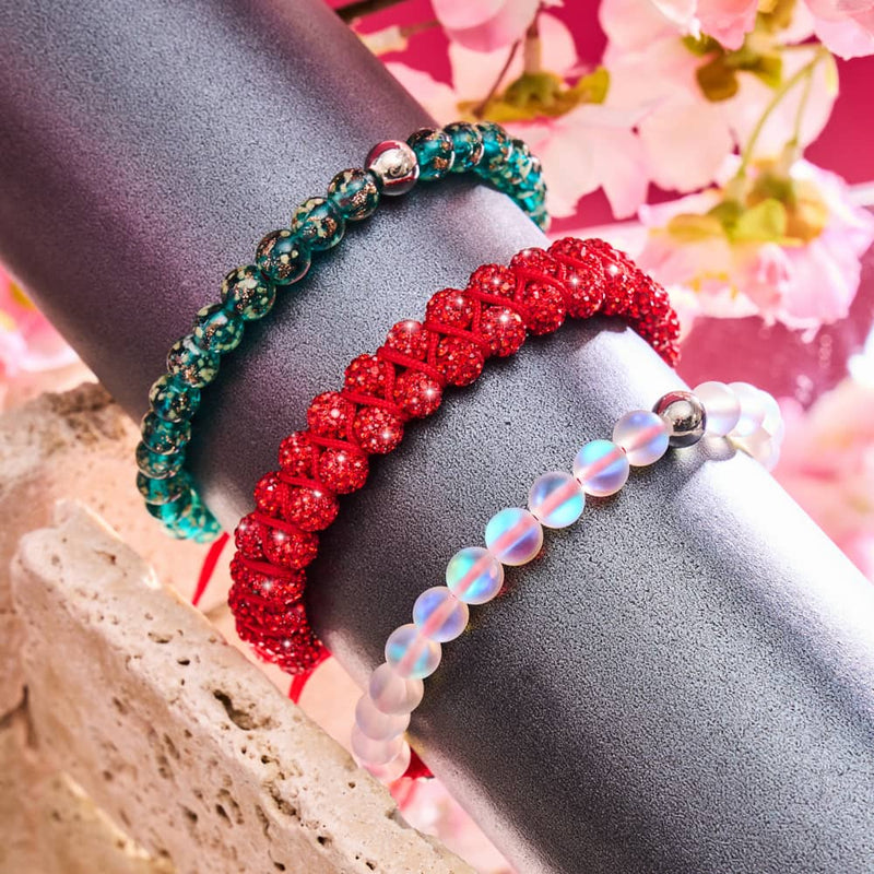 Bracelet Vitalité Double Rubis Kikiballa Cristal x Fil Rouge