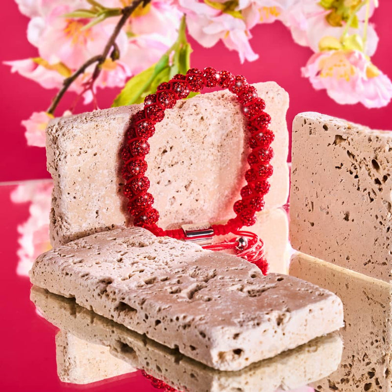 Bracelet Vitalité Double Rubis Kikiballa Cristal x Fil Rouge