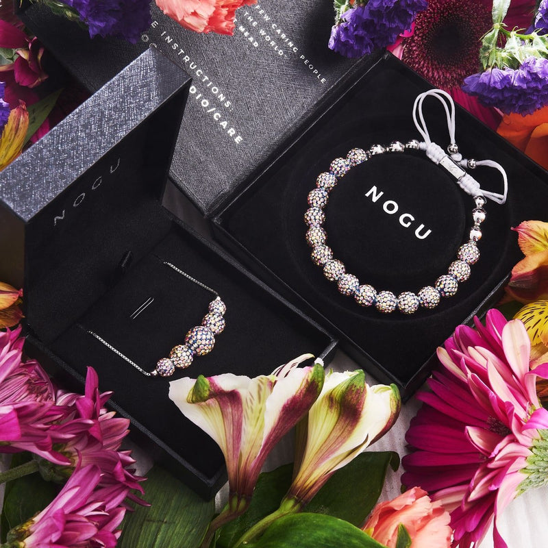 Confettis de minuit | Argent x Blanc | Bracelet Kikiballa