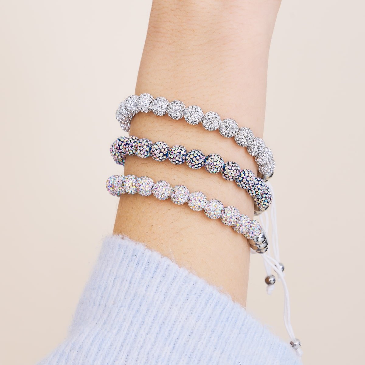 Confettis de minuit | Argent x Blanc | Bracelet Kikiballa