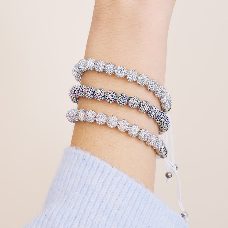 Confettis de minuit | Argent x Blanc | Bracelet Kikiballa