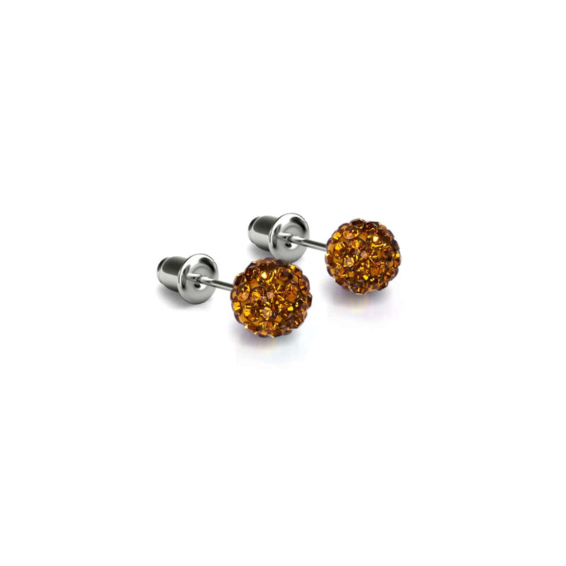 Cristal Ambre | Argent sterling .925 | Boucles d'oreilles Mini Kikiballa