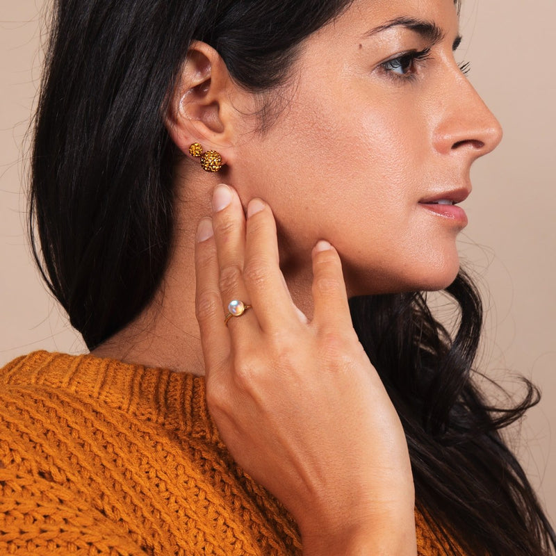 Cristal Ambre | Argent sterling .925 | Boucles d'oreilles Mini Kikiballa