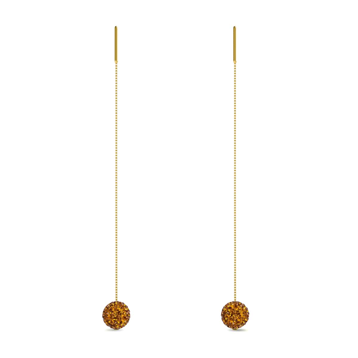 Amber Crystal | Gold Vermeil | Chain Drop Threader Kikiballa Earrings