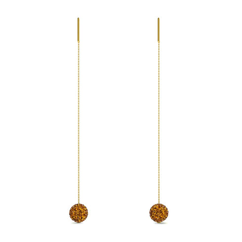 Amber Crystal | Gold Vermeil | Chain Drop Threader Kikiballa Earrings