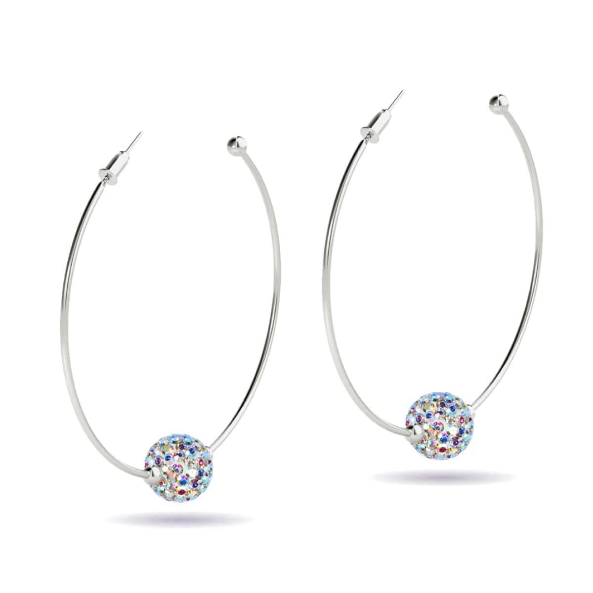 Cristal de confettis | Argent | Boucles d'oreilles créoles Kikiballa