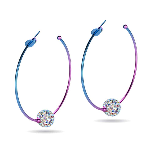 Cristal de confettis | Licorne Argent | Boucles d'oreilles créoles Kikiballa