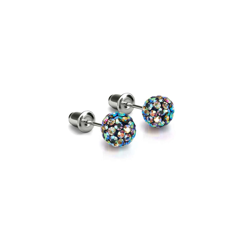 Cristal de confettis de minuit | Argent sterling .925 | Boucles d'oreilles Mini Kikiballa