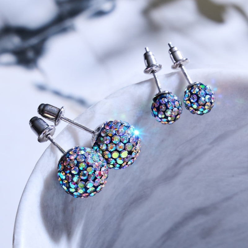 Cristal de confettis de minuit | Argent sterling .925 | Boucles d'oreilles Mini Kikiballa