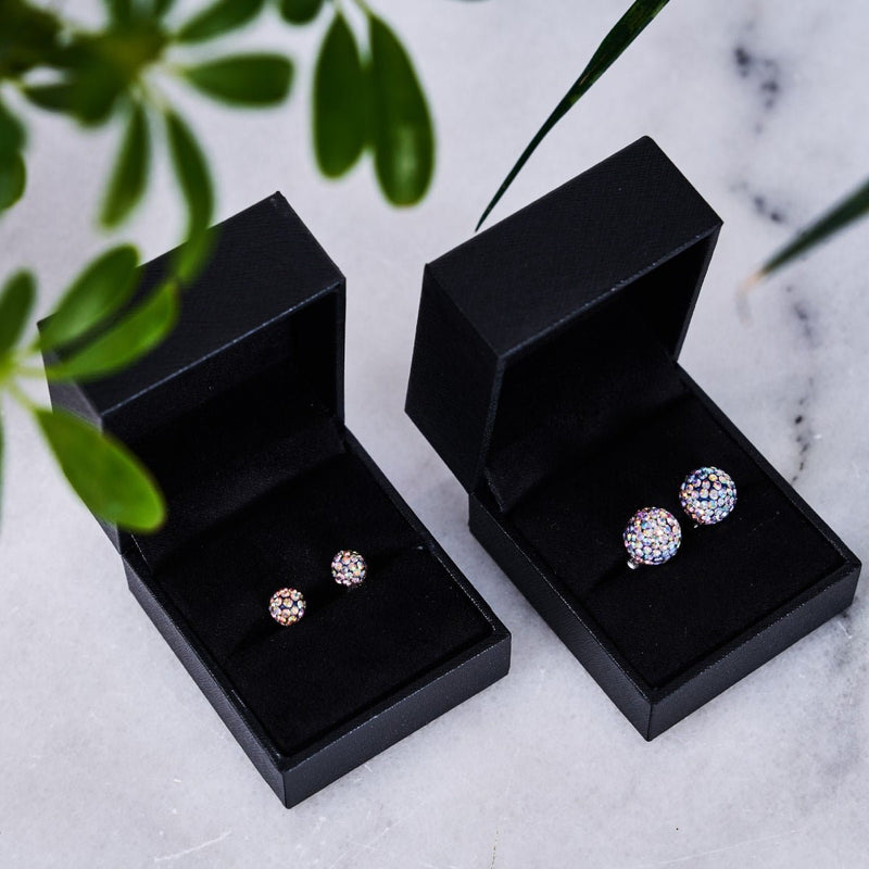 Cristal de confettis de minuit | Argent sterling .925 | Boucles d'oreilles Mini Kikiballa