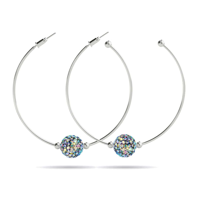 Cristal de confettis de minuit | Argent | Boucles d'oreilles créoles Kikiballa