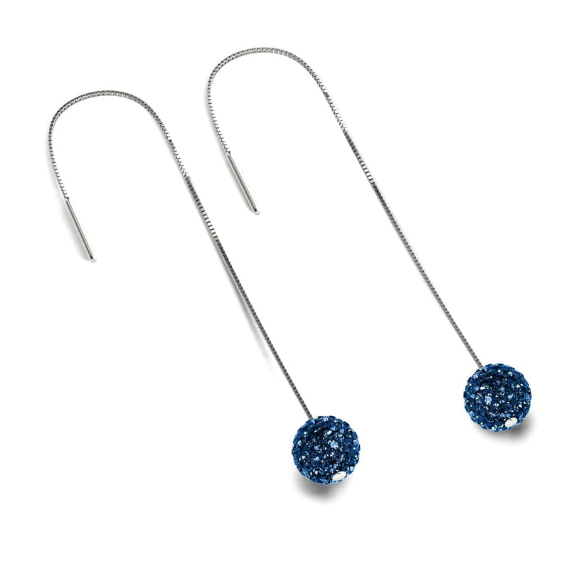 Cristal de saphir | Argent sterling .925 | Boucles d'oreilles Kikiballa enfileur de chaîne