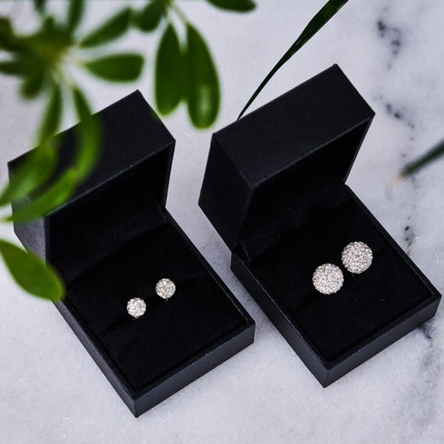 Cristal blanc d'hiver | Argent sterling .925 | Boucles d'oreilles Mini Kikiballa