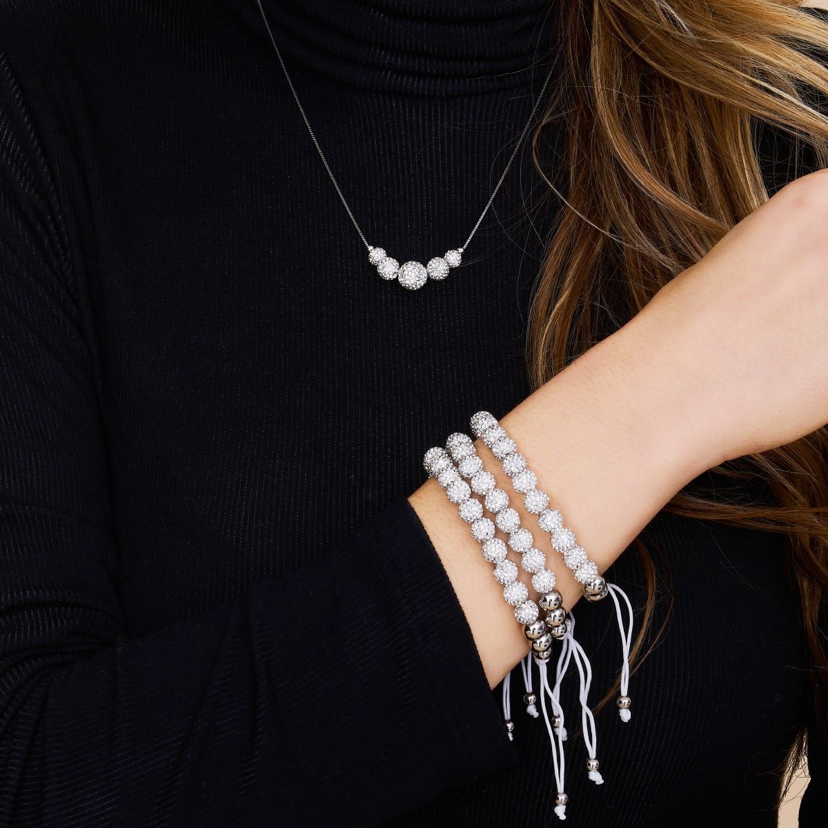 Cristal blanc d'hiver | Argent sterling .925 | Collier Fermoir Infini Kikiballa