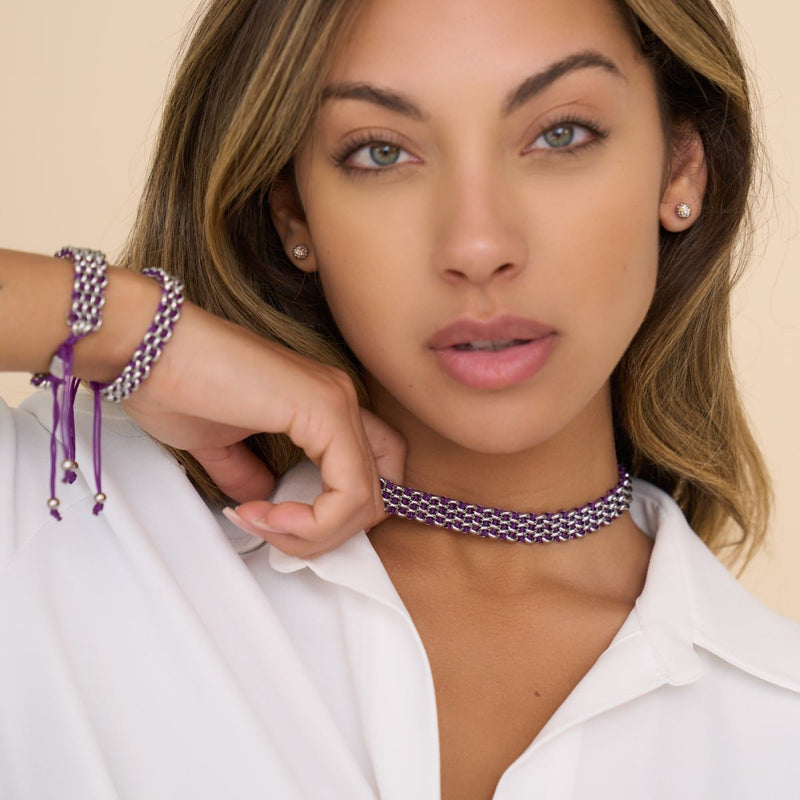Violet x Argent | Liens Kismet | Collier ras du cou