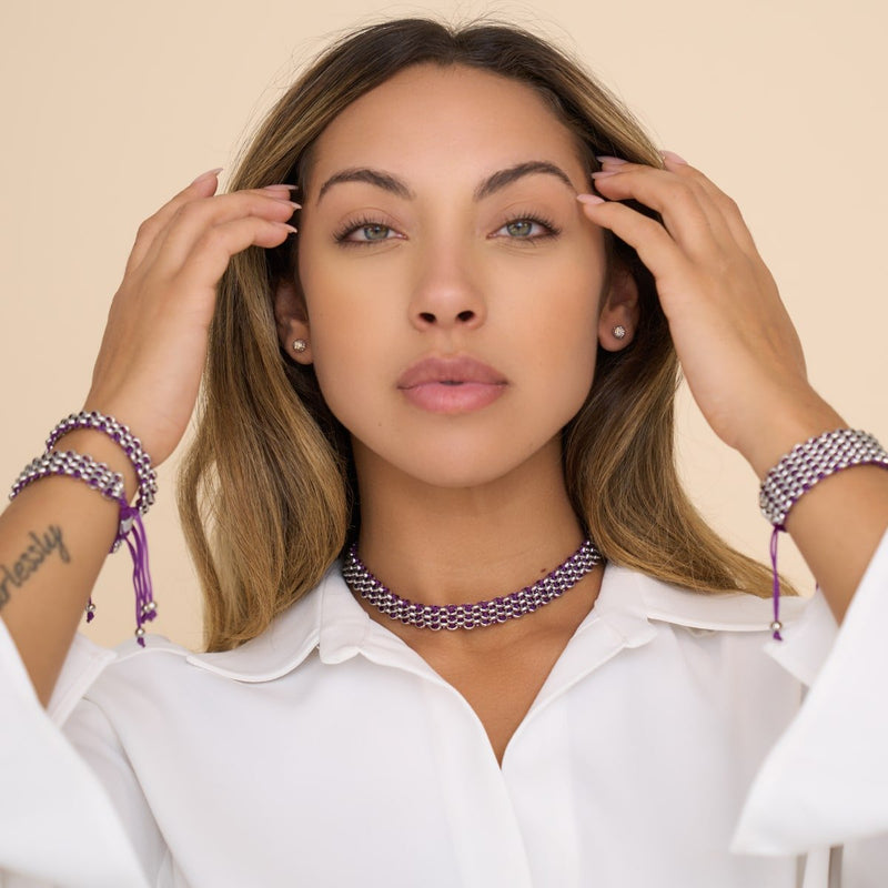 Violet x Argent | Liens Kismet | Collier ras du cou