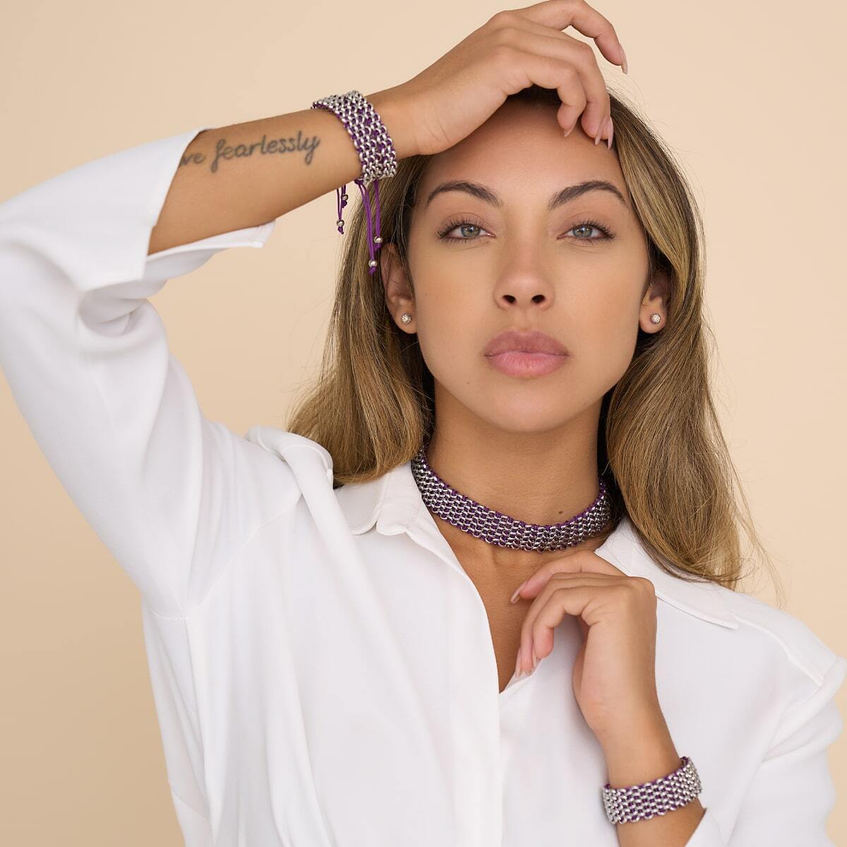 Violet x Argent | Liens Kismet | Collier ras du cou de luxe