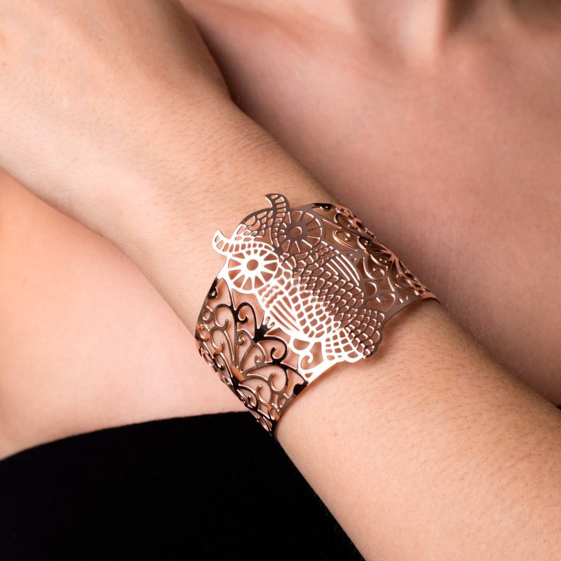 Chouette | Or rose 18 carats | Manchette découpée au laser