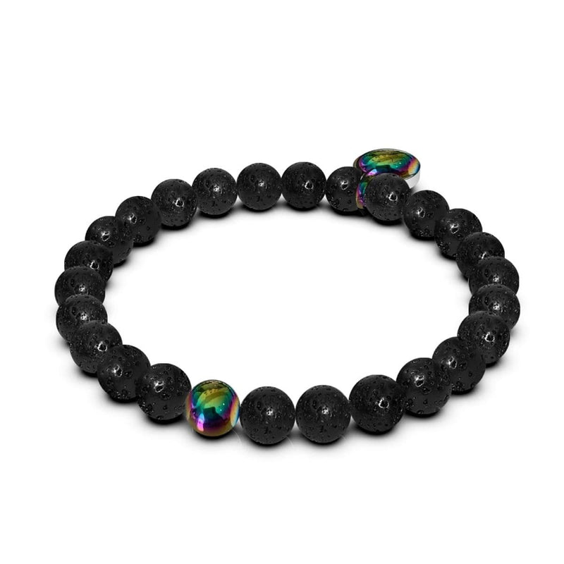 Etna | Licorne Argent | Bracelet Diffuseur Pierre de Lave Noire