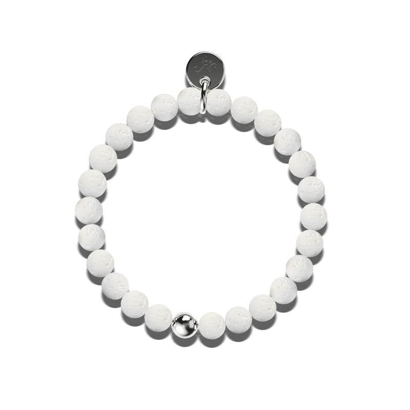 Fuji | Argent | Bracelet Diffuseur Pierre de Lave Blanche