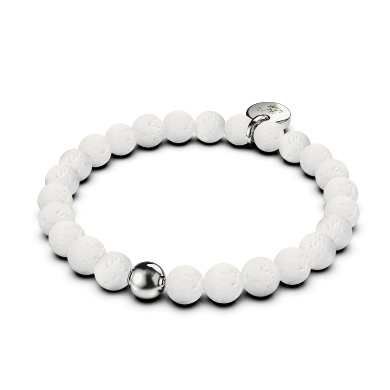 Fuji | Argent | Bracelet Diffuseur Pierre de Lave Blanche