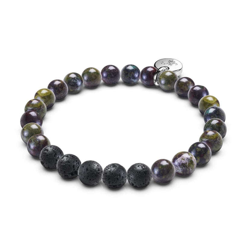 Bracelet en agate olive x pierre de lave