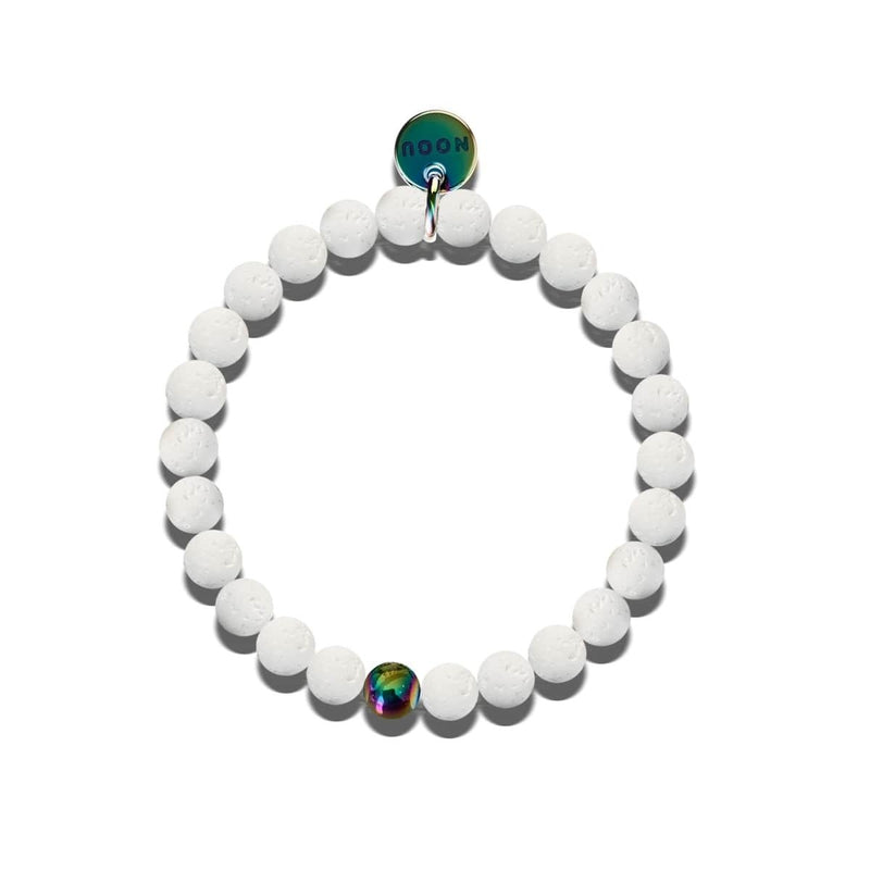 Pelé | Licorne Argent | Bracelet Diffuseur Pierre de Lave Blanche