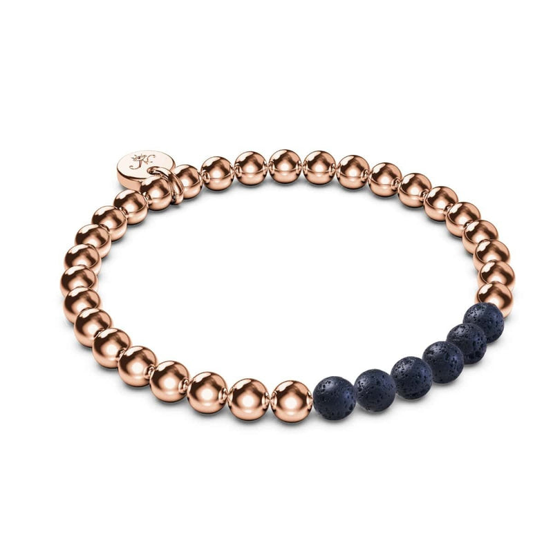 Or rose et noir | Bracelet Diffuseur Pierre de Lave